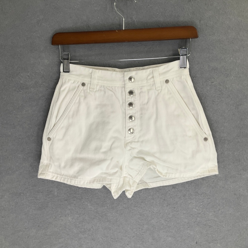 Rag & Bone White‎ Denim Button Fly Shorts Women's Size 00 High Rise
